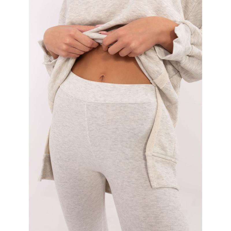 Šedá melanžová souprava s žebrovanými legínami