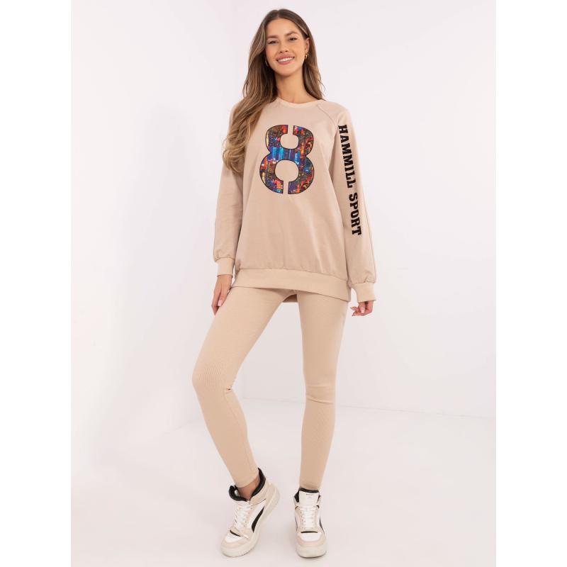 Bézs színű kétrészes szett leggingsszel