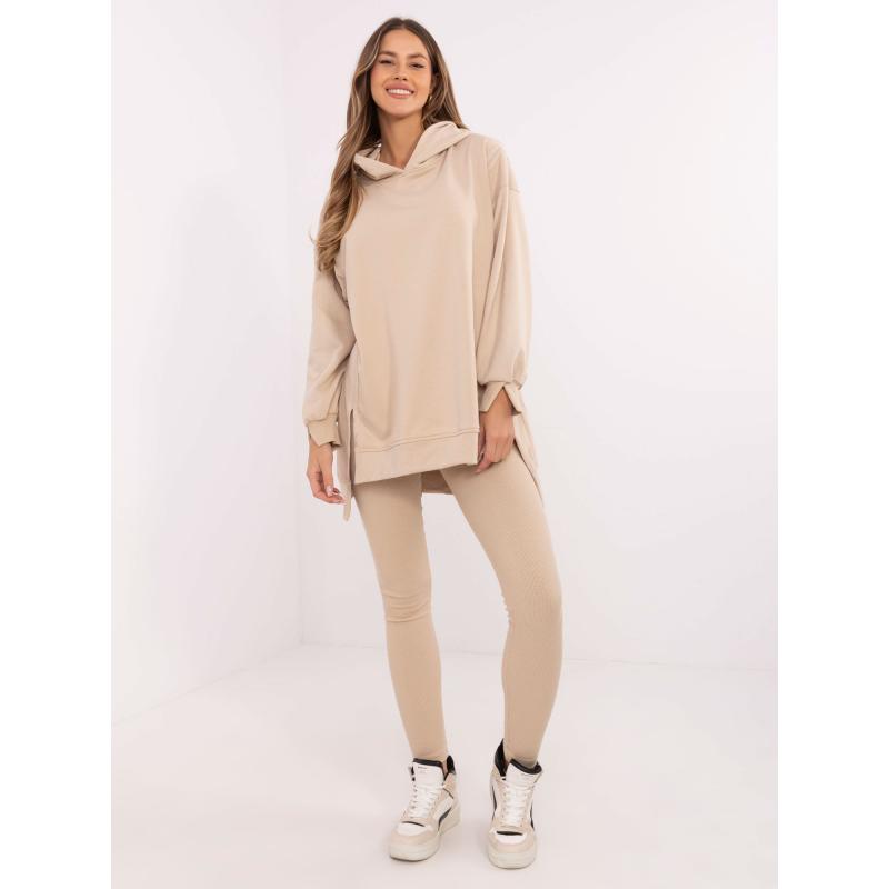 Bézs színű tréningruha kapucnis pulóverrel