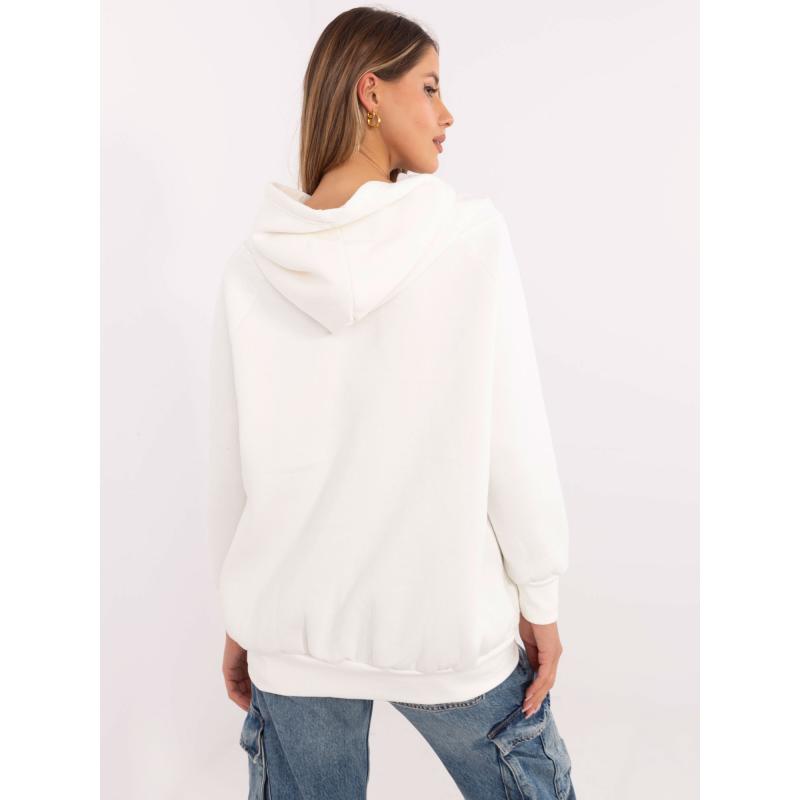 Ecru színű kenguru kapucnis pulóver