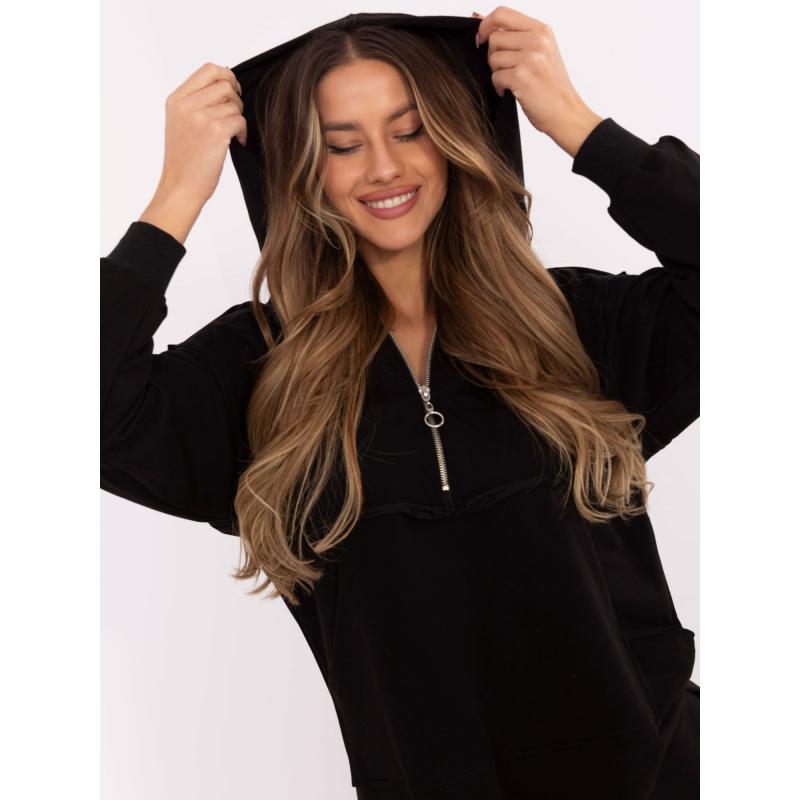 Černá dámská základní souprava s mikinou na zip