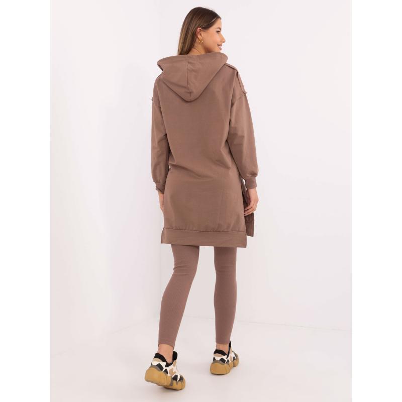 Hnědá dámská základní souprava s dlouhou mikinou