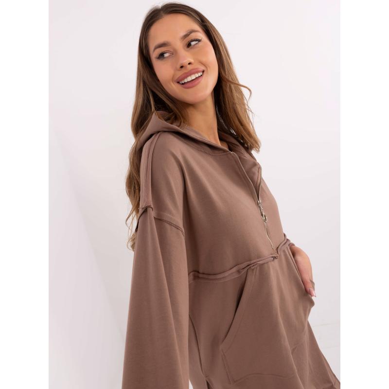 Hnědá dámská základní souprava s dlouhou mikinou