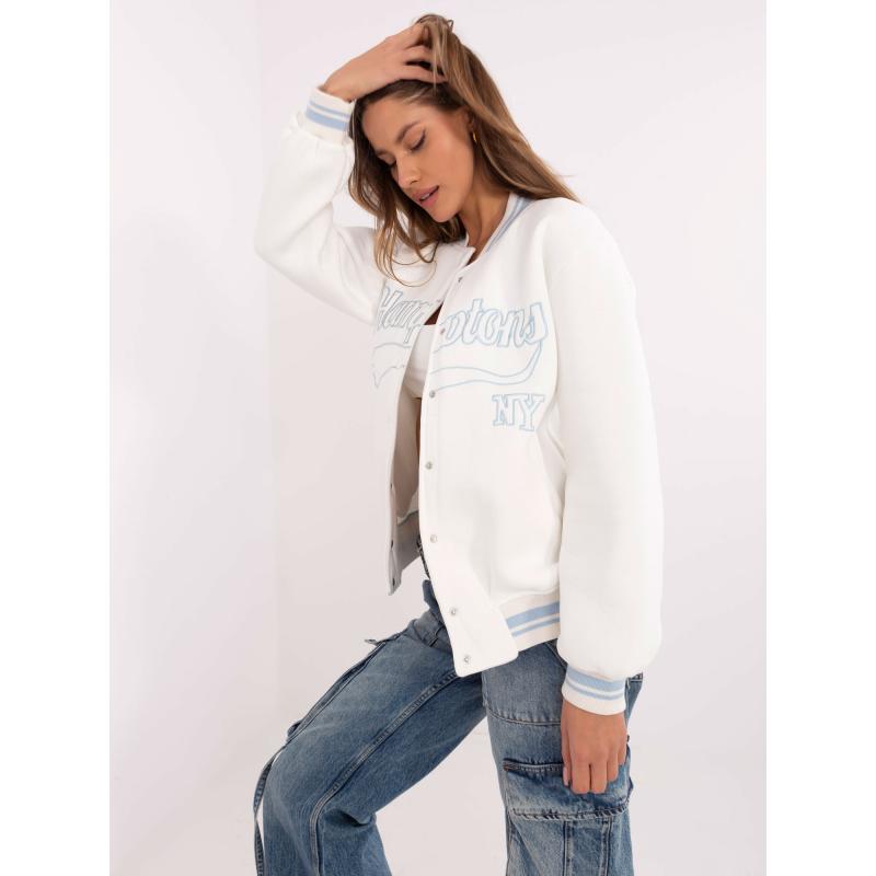 Ecru női bomberdzseki hímzéssel