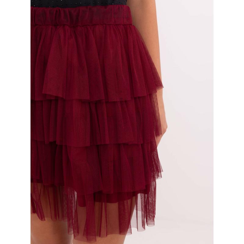 Bordó tylová sukně s volánky OCH BELLA