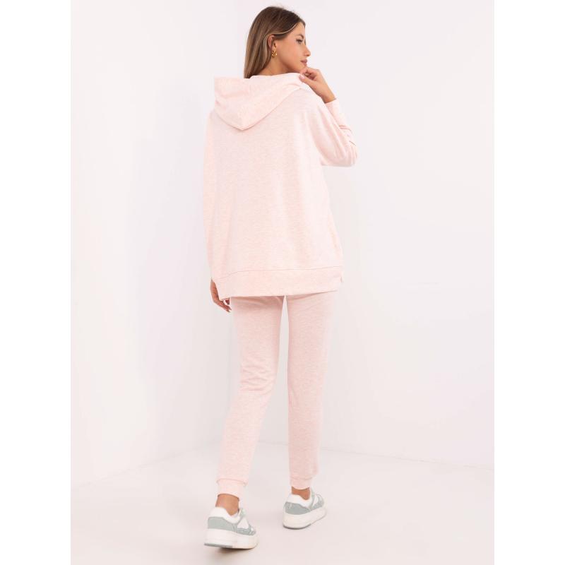 Világos rózsaszín melange alapszett oversize pulóverrel