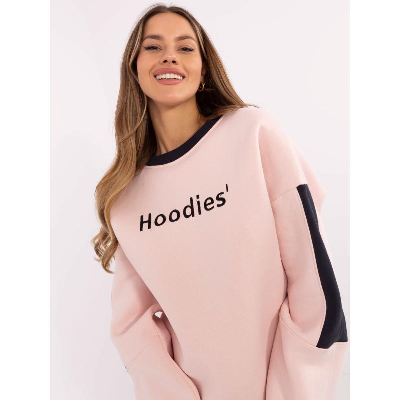 Světle růžová mikina s kapucí a zateplením