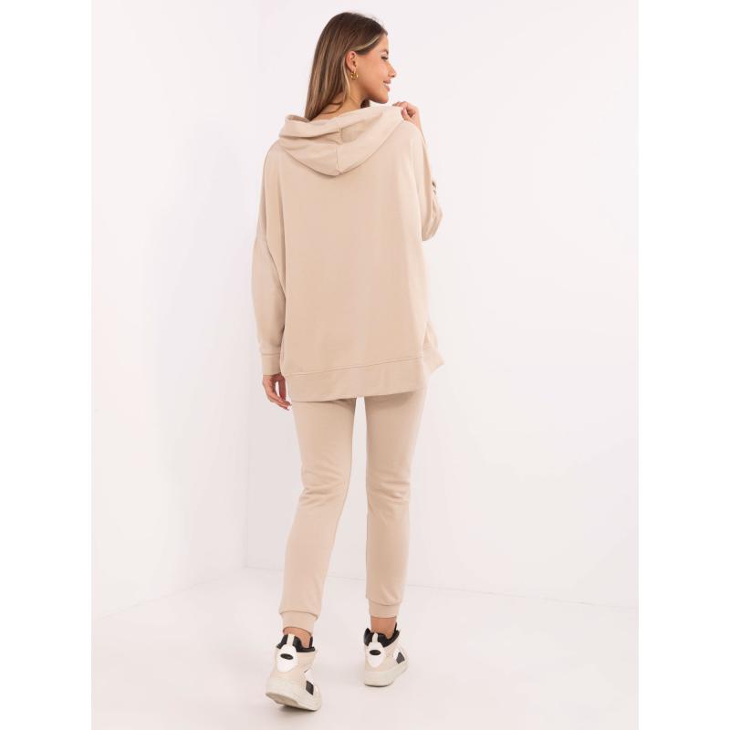 Bézs alap tréningruha kapucnis pulóverrel