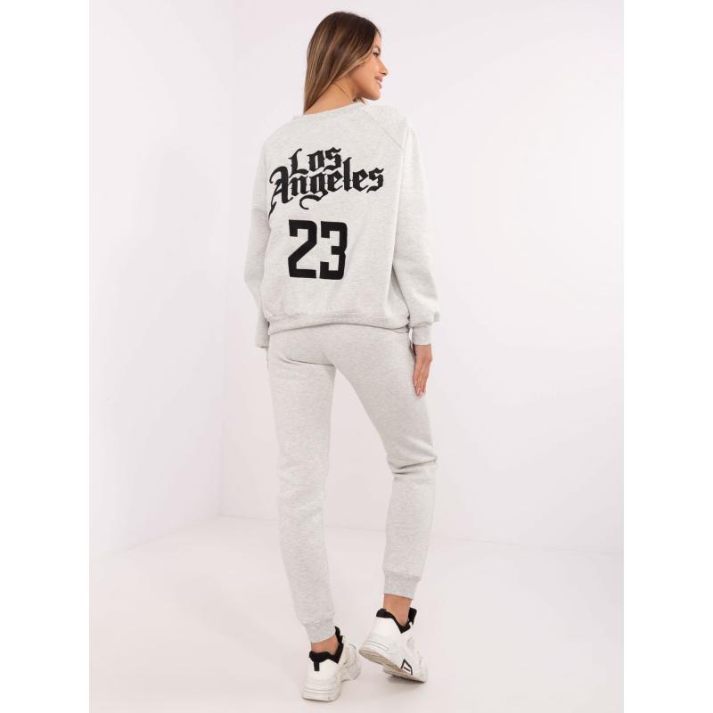 Světle šedá melanžová tepláková souprava s kalhotami