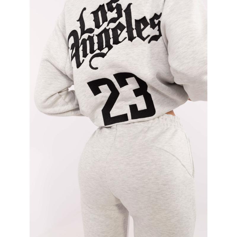 Světle šedá melanžová tepláková souprava s kalhotami