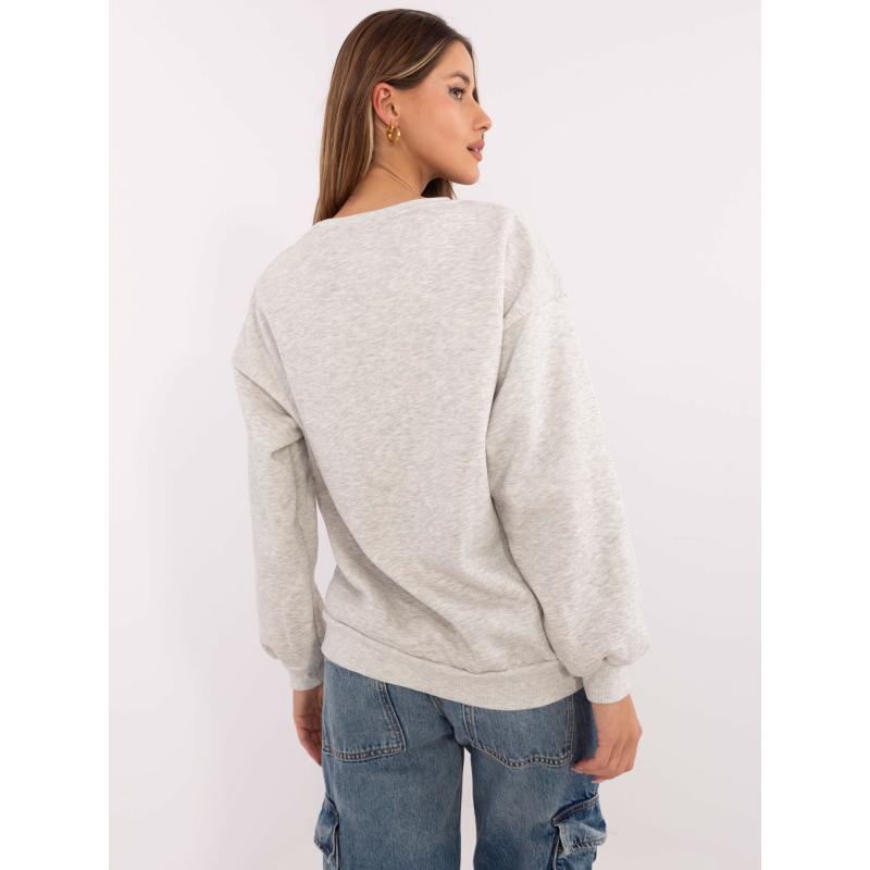 Világosszürke melange kapucnis melegítőfelső foltokkal