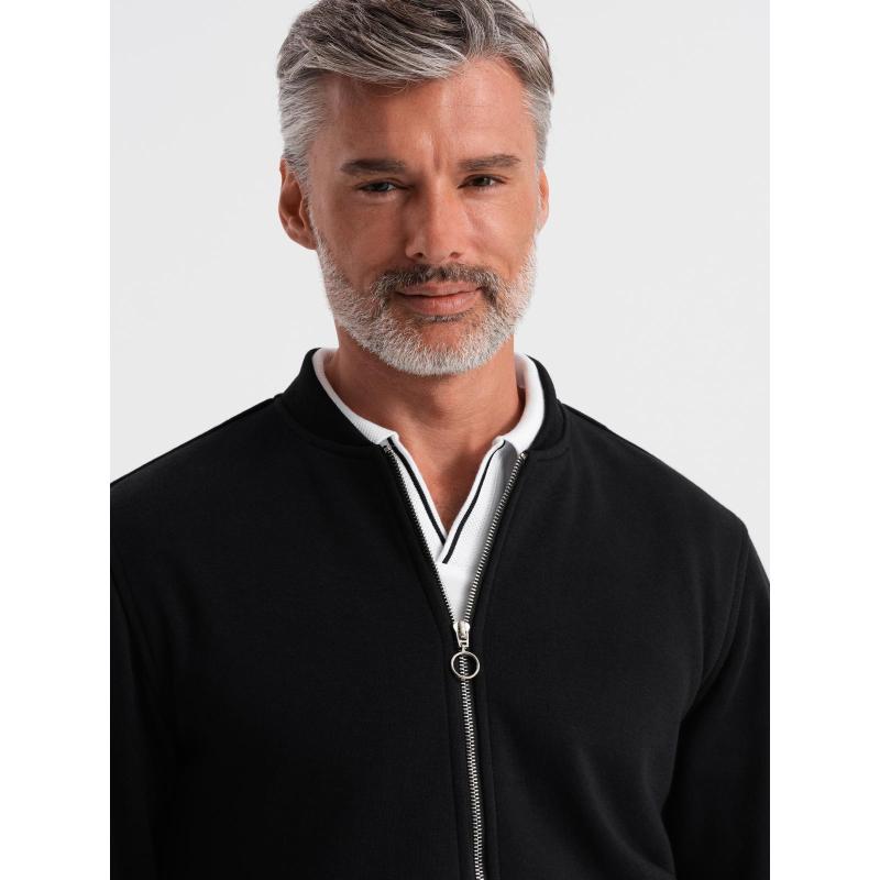 Pánská bavlněná mikina bomber bez zipu - bordó V13 OM-SSZP-0215