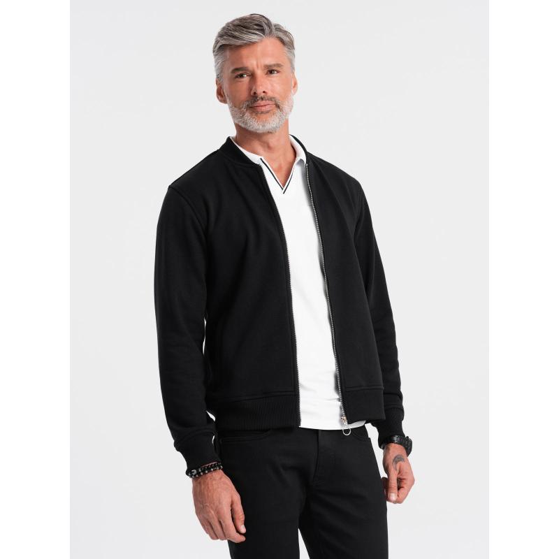 Pánská bavlněná mikina bomber bez zipu - bordó V13 OM-SSZP-0215