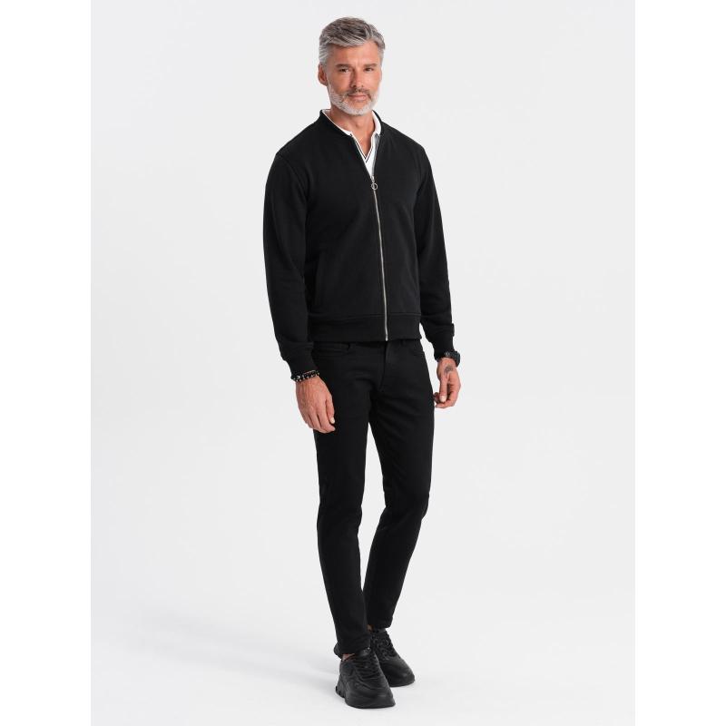 Pánská bavlněná mikina bomber bez zipu - bordó V13 OM-SSZP-0215