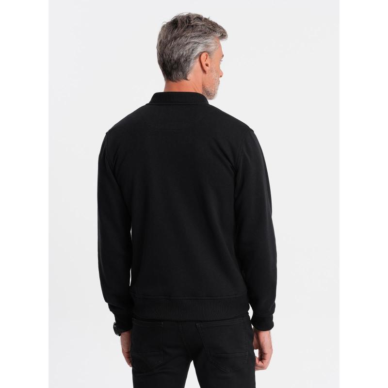 Pánská bavlněná mikina bomber bez zipu - bordó V13 OM-SSZP-0215