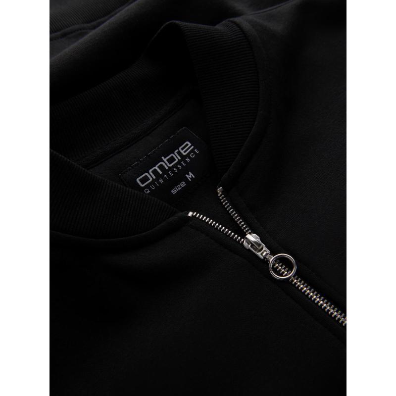 Pánská bavlněná mikina bomber bez zipu - bordó V13 OM-SSZP-0215