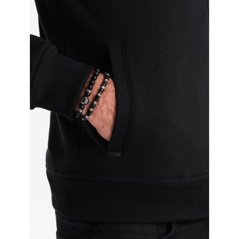 Pánská bavlněná mikina bomber bez zipu - bordó V13 OM-SSZP-0215