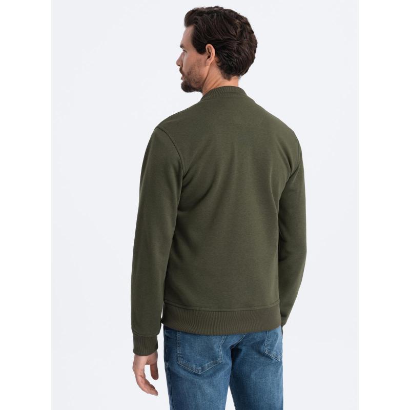 Rozepínací bavlněná pánská mikina bomber - kaštanová V13 OM-SSZP-0215