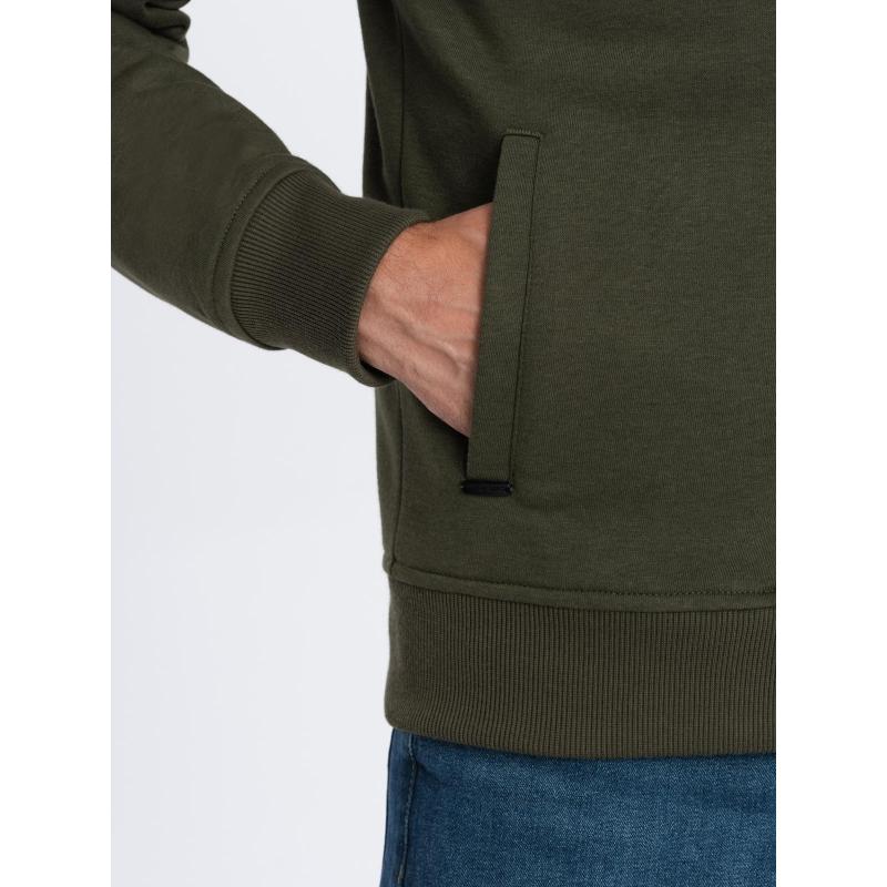 Rozepínací bavlněná pánská mikina bomber - kaštanová V13 OM-SSZP-0215