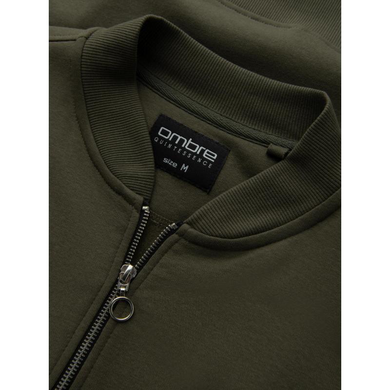 Rozepínací bavlněná pánská mikina bomber - kaštanová V13 OM-SSZP-0215