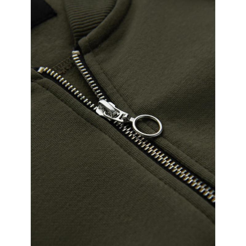 Rozepínací bavlněná pánská mikina bomber - kaštanová V13 OM-SSZP-0215