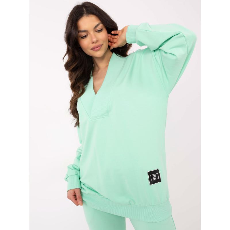 Tepláková souprava basic v mátové barvě s rovnými kalhotami