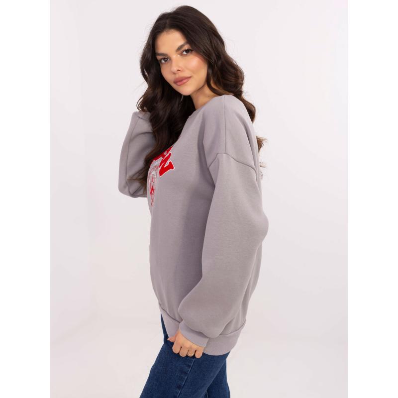 Šedá mikina s kapucí a nášivkou
