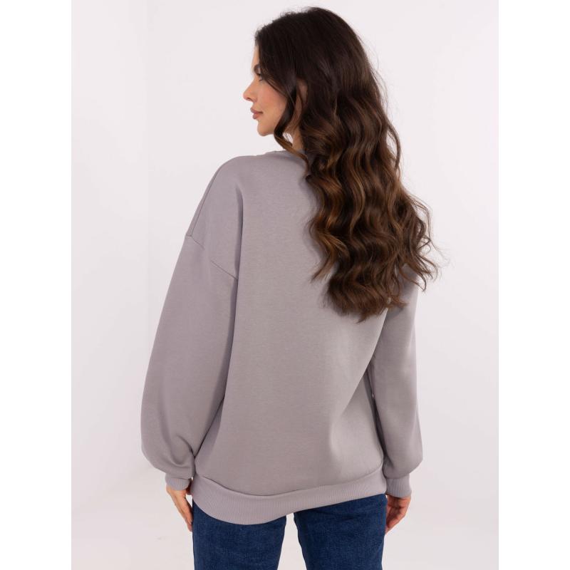 Šedá mikina s kapucí a nášivkou