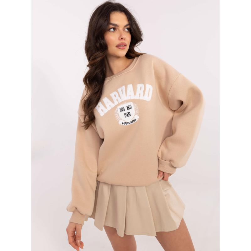 Bézs színű kapucnis pulóver béléssel és kapucnival