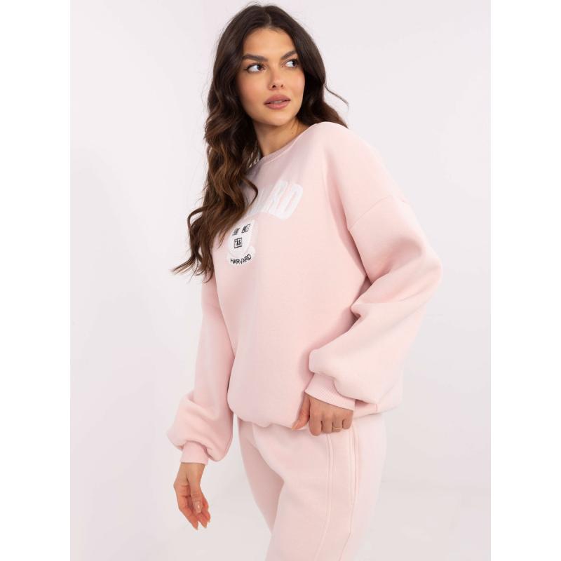 Világos rózsaszín szigetelt kapucnis pulóver kapucnival