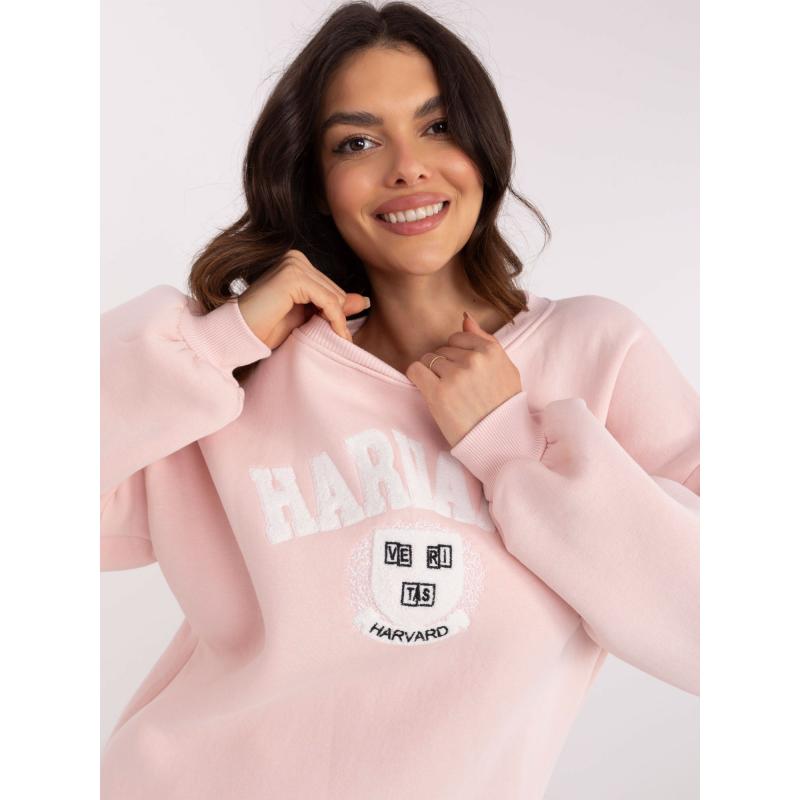 Világos rózsaszín szigetelt kapucnis pulóver kapucnival