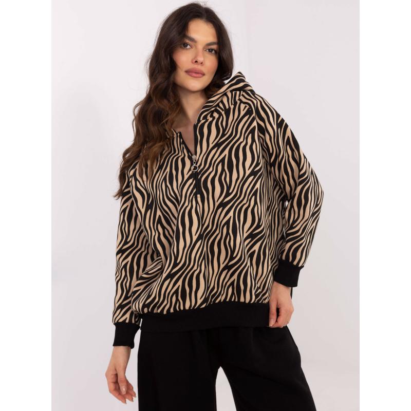 Velbloudí černá mikina se zipem u výstřihu