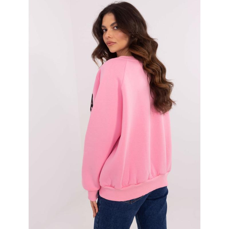 Rózsaszín kapucnis pulóver Carolina felirattal