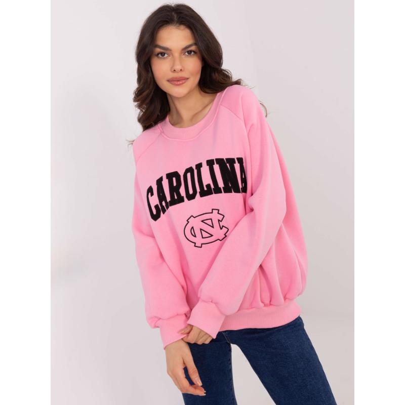 Rózsaszín kapucnis pulóver Carolina felirattal