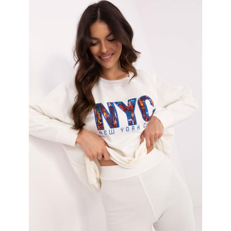 Ecru színű, kétrészes tréningruha bordás leggingsszel