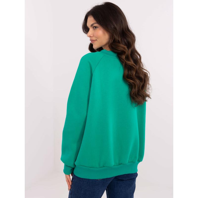 Türkiz színű kapucnis pulóver hímzéssel