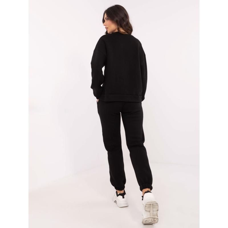 Fekete kétrészes női melegítőnadrágos pulóver nadrággal