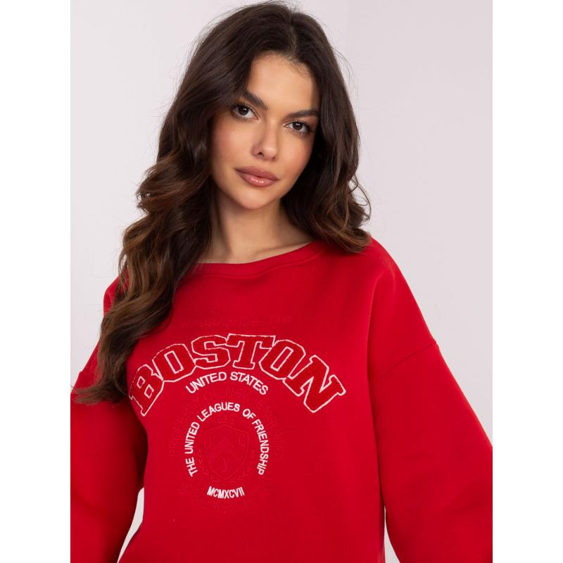Piros kapucnis pulóver Boston felirattal
