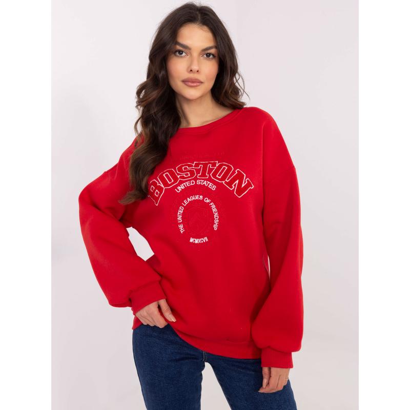 Piros kapucnis pulóver Boston felirattal