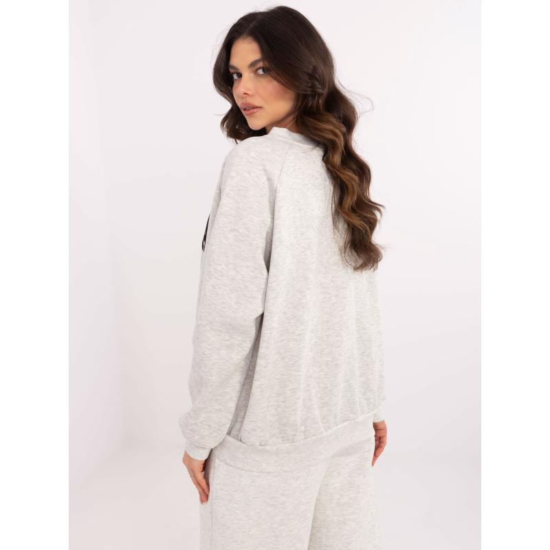 Světle šedá melanžová mikina s kapucí oversize