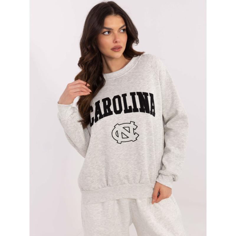 Světle šedá melanžová mikina s kapucí oversize