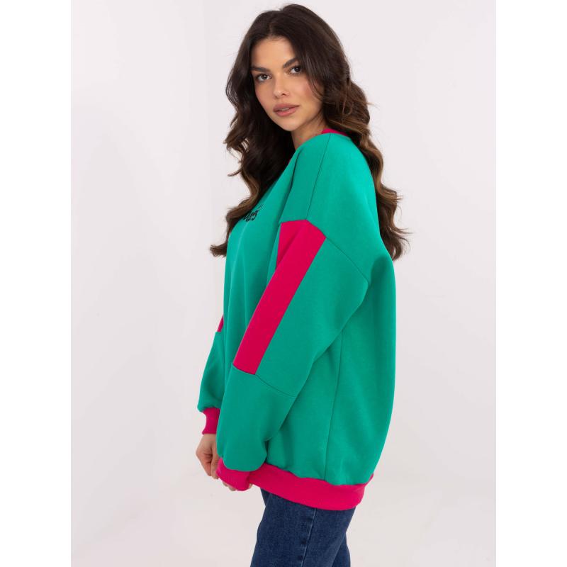 Türkiz színű, kerek nyakú pulóver