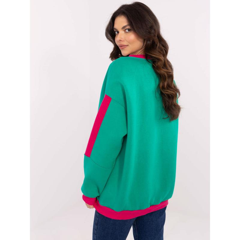 Türkiz színű, kerek nyakú pulóver