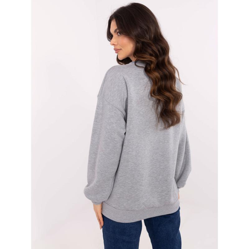 Világosszürke melange oversize pulóver feliratos felirattal