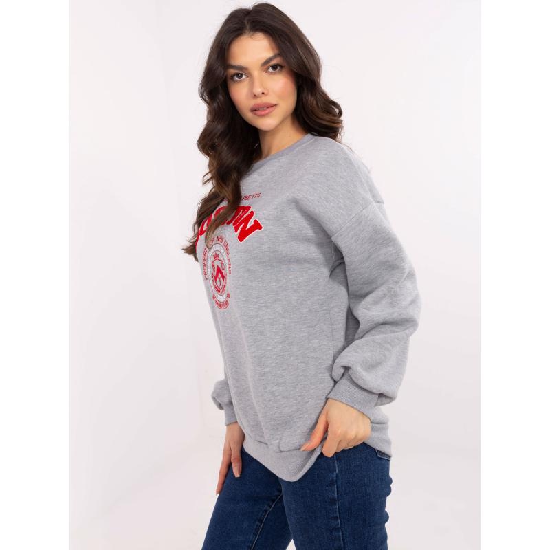 Világosszürke melange oversize pulóver feliratos felirattal