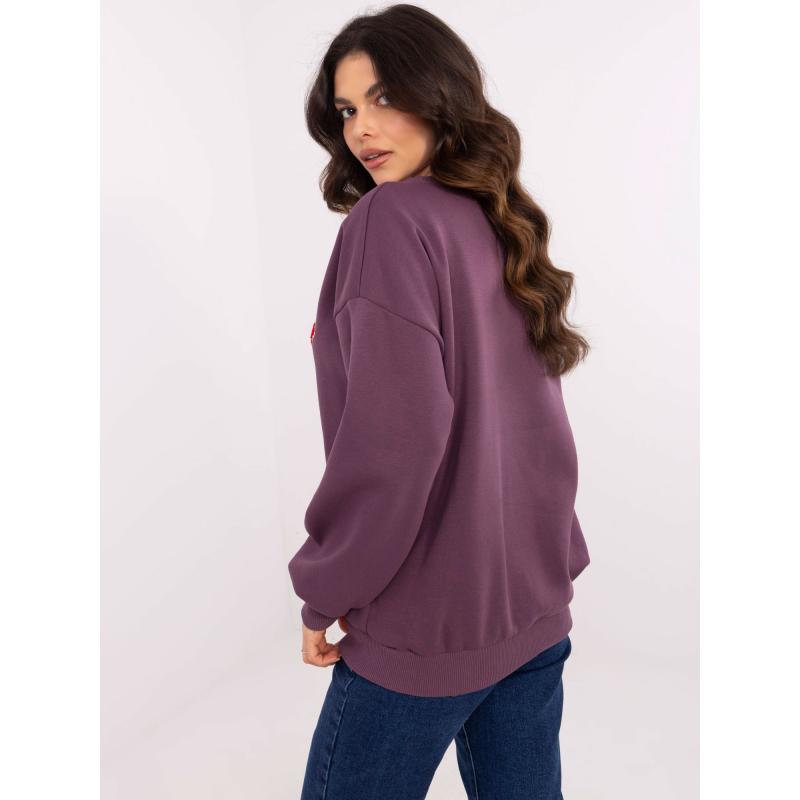 Sötétlila női kapucnis pulóver feliratos felirattal