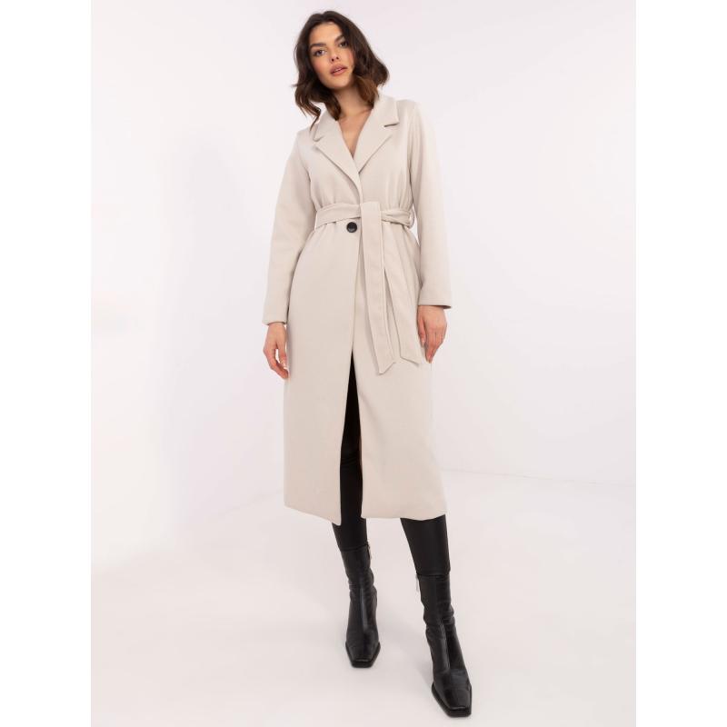 Világosbézs elegáns kabát csíkkal OCH BELLA