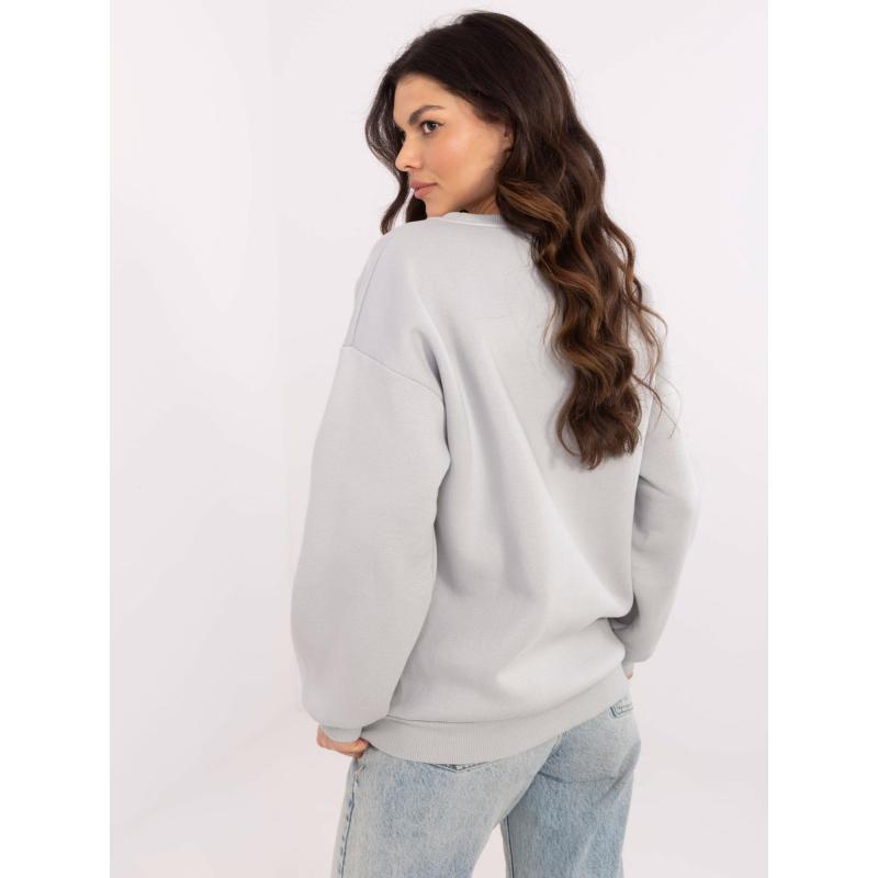Világosszürke női túlméretezett pulóver foltokkal