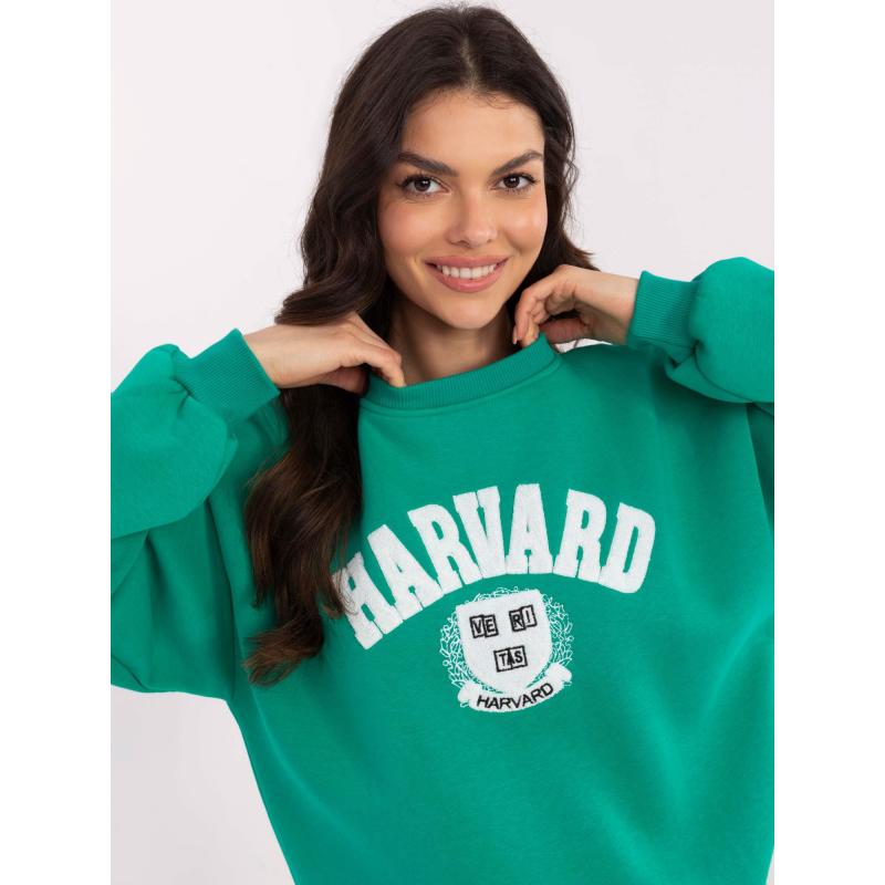 Tyrkysová dámská mikina s nášivkou