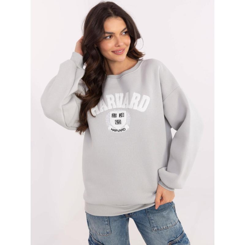 Világosszürke kapucnis pulóver Harvard felirattal